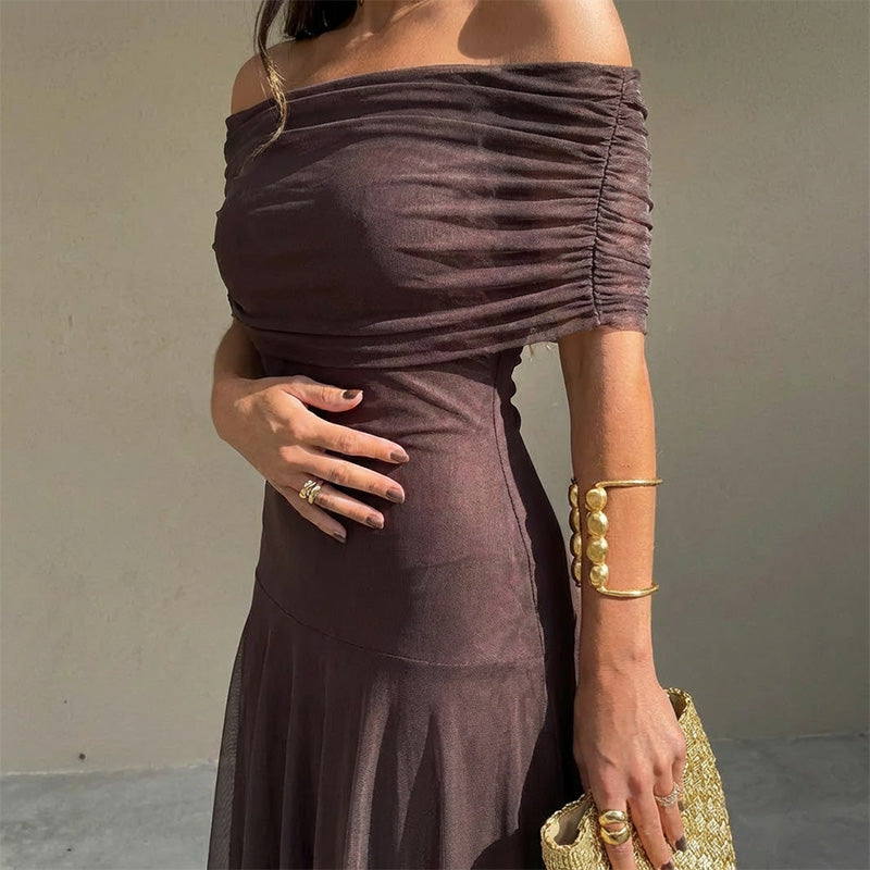 🌞Frühlingserwachen: 50% Rabatt!👗 Elegantes schulterfreies Maxikleid: Durchsichtiger Überrock + Anti-Rutsch-Griff – Verträumt & sicher für Gala & Strand