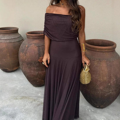 🌞Frühlingserwachen: 50% Rabatt!👗 Elegantes schulterfreies Maxikleid: Durchsichtiger Überrock + Anti-Rutsch-Griff – Verträumt & sicher für Gala & Strand