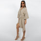 🌞Frühlingserwachen: 50% Rabatt!🔥 Damen Wickelkleid mit V-Ausschnitt & Kimono-Ärmeln – Figurbetontes Knotendetail, atmungsaktiv & vielseitig kombinierbar