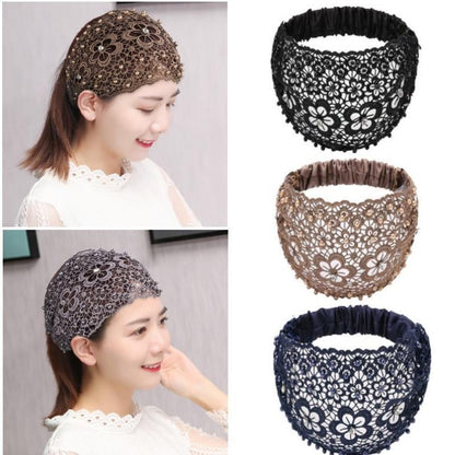 🌞Frühlingserwachen: 50% Rabatt!✨ Breites Haarband aus Guipure-Spitze mit Perlen & Blumenmotiv – Kaschiert dünner werdendes Haar & verleiht eine elegante Ausstrahlung!
