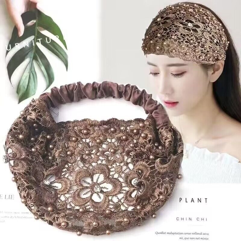 🌞Frühlingserwachen: 50% Rabatt!✨ Breites Haarband aus Guipure-Spitze mit Perlen & Blumenmotiv – Kaschiert dünner werdendes Haar & verleiht eine elegante Ausstrahlung!