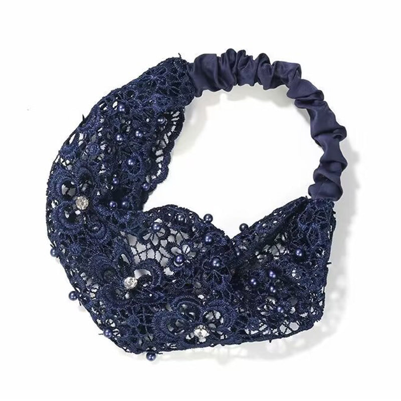 🌞Frühlingserwachen: 50% Rabatt!✨ Breites Haarband aus Guipure-Spitze mit Perlen & Blumenmotiv – Kaschiert dünner werdendes Haar & verleiht eine elegante Ausstrahlung!