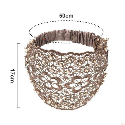 🌞Frühlingserwachen: 50% Rabatt!✨ Breites Haarband aus Guipure-Spitze mit Perlen & Blumenmotiv – Kaschiert dünner werdendes Haar & verleiht eine elegante Ausstrahlung!