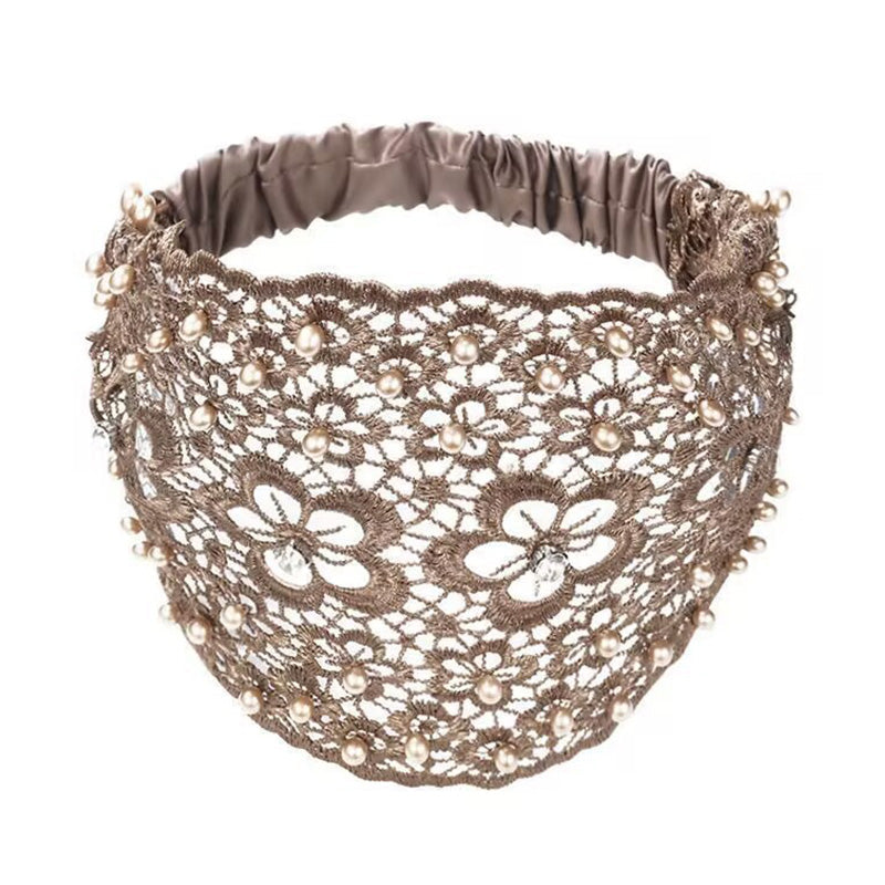 🌞Frühlingserwachen: 50% Rabatt!✨ Breites Haarband aus Guipure-Spitze mit Perlen & Blumenmotiv – Kaschiert dünner werdendes Haar & verleiht eine elegante Ausstrahlung!