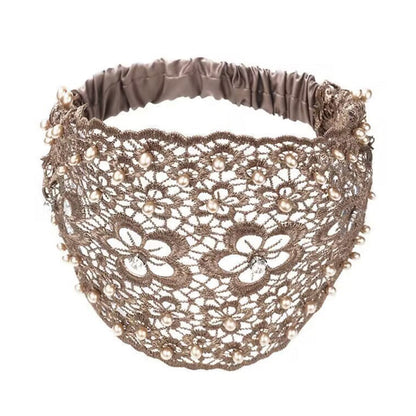 🌞Frühlingserwachen: 50% Rabatt!✨ Breites Haarband aus Guipure-Spitze mit Perlen & Blumenmotiv – Kaschiert dünner werdendes Haar & verleiht eine elegante Ausstrahlung!