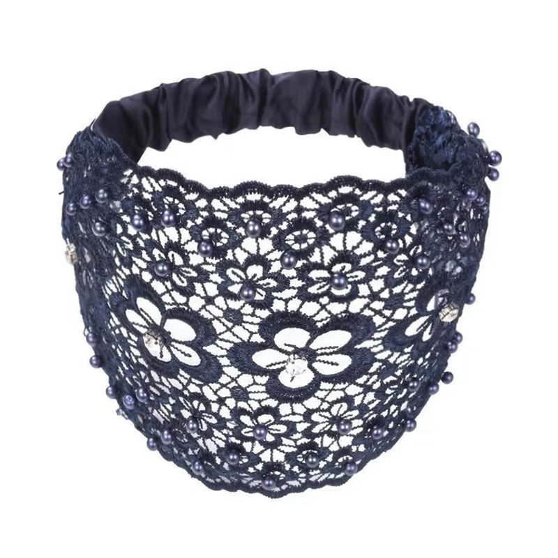🌞Frühlingserwachen: 50% Rabatt!✨ Breites Haarband aus Guipure-Spitze mit Perlen & Blumenmotiv – Kaschiert dünner werdendes Haar & verleiht eine elegante Ausstrahlung!