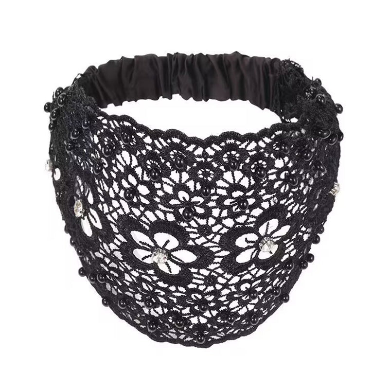 🌞Frühlingserwachen: 50% Rabatt!✨ Breites Haarband aus Guipure-Spitze mit Perlen & Blumenmotiv – Kaschiert dünner werdendes Haar & verleiht eine elegante Ausstrahlung!