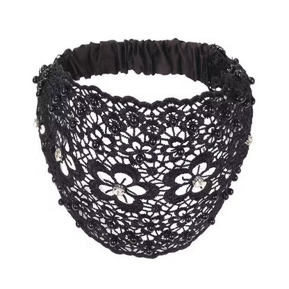 🌞Frühlingserwachen: 50% Rabatt!✨ Breites Haarband aus Guipure-Spitze mit Perlen & Blumenmotiv – Kaschiert dünner werdendes Haar & verleiht eine elegante Ausstrahlung!