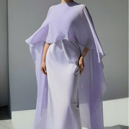 🌞Frühlingserwachen: 50% Rabatt!✨Elegantes Damen Cape-Kleid & Schal-Set – Fließendes Design, Zweiteilig & Vielseitig für Fest & Gala