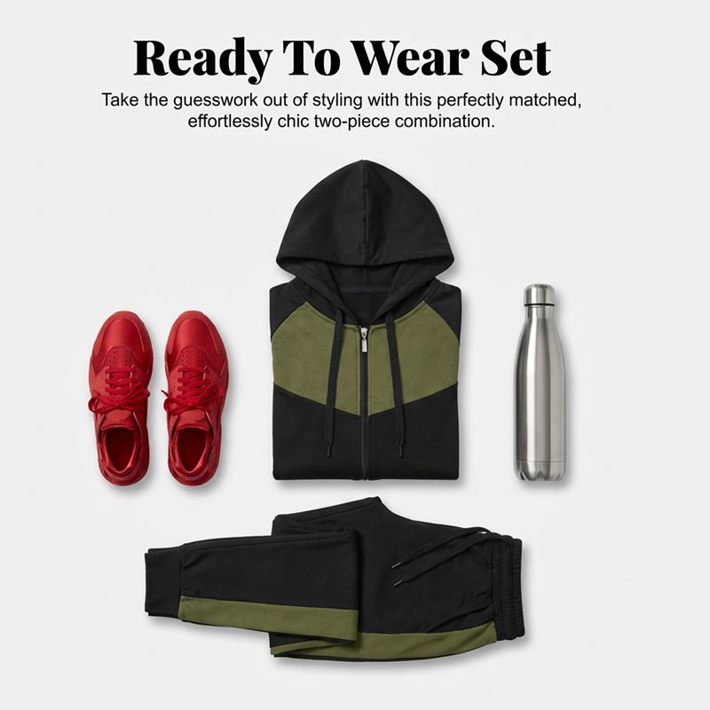🌞Frühlingserwachen: 50% Rabatt!🔥"Effortless Style" Athleisure-Set: Figurschmeichelnder Color-Block Trainingsanzug für Damen