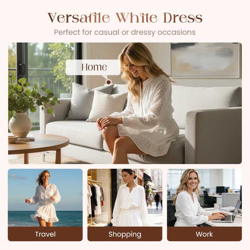 🌞Frühlingserwachen: 50% Rabatt!👗Damen Minikleid mit Herz-Stickerei & Taillengummizug – 100% Baumwolle, Romantisch & Vielseitig für Frühling & Sommer