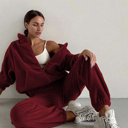 🌞Frühlingserwachen: 50% Rabatt!👖 Damen 2-Teilig Fleece Set – Leicht & Frisch für Frühling – Kapuzenjacke & Jogginghose, Lässiger Stil für jeden Tag