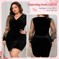 🌞Frühlingserwachen: 50% Rabatt!👗Damen Bodycon-Minikleid mit bestickten Mesh-Ärmeln – Schwarz, Romantisch für Frühling & Dates