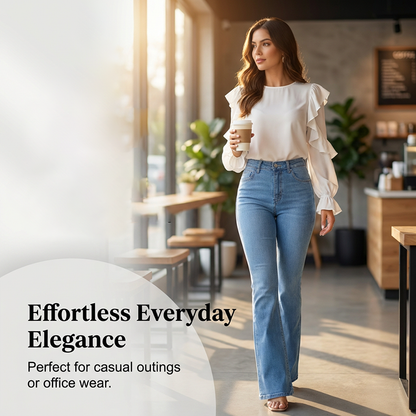 🌞Frühlingserwachen: 50% Rabatt!✨ Damen Hochtaillierte Schlagjeans – 4-Way-Stretch, Peach-Lift & Kurvenkontrolle, Elegant für Alltag & Büro