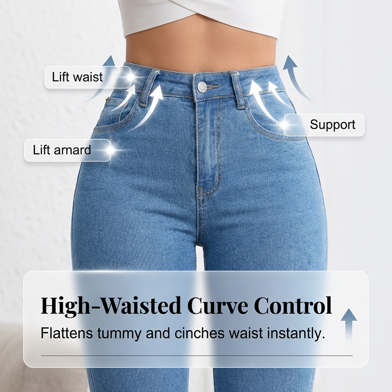 🌞Frühlingserwachen: 50% Rabatt!✨ Damen Hochtaillierte Schlagjeans – 4-Way-Stretch, Peach-Lift & Kurvenkontrolle, Elegant für Alltag & Büro