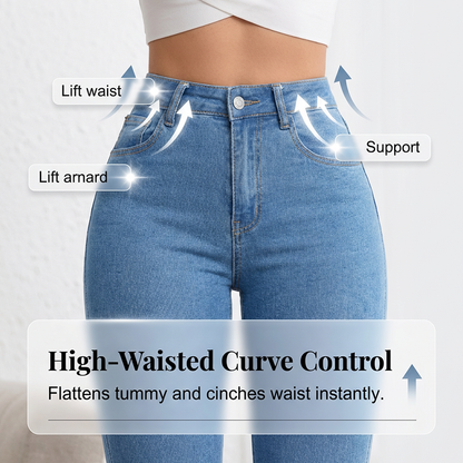 🌞Frühlingserwachen: 50% Rabatt!✨ Damen Hochtaillierte Schlagjeans – 4-Way-Stretch, Peach-Lift & Kurvenkontrolle, Elegant für Alltag & Büro
