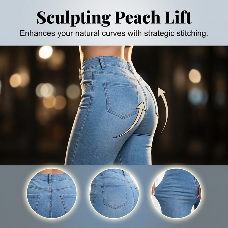 🌞Frühlingserwachen: 50% Rabatt!✨ Damen Hochtaillierte Schlagjeans – 4-Way-Stretch, Peach-Lift & Kurvenkontrolle, Elegant für Alltag & Büro