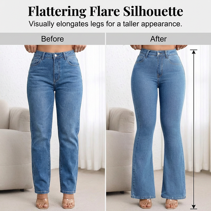 🌞Frühlingserwachen: 50% Rabatt!✨ Damen Hochtaillierte Schlagjeans – 4-Way-Stretch, Peach-Lift & Kurvenkontrolle, Elegant für Alltag & Büro