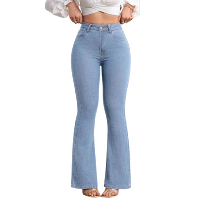🌞Frühlingserwachen: 50% Rabatt!✨ Damen Hochtaillierte Schlagjeans – 4-Way-Stretch, Peach-Lift & Kurvenkontrolle, Elegant für Alltag & Büro