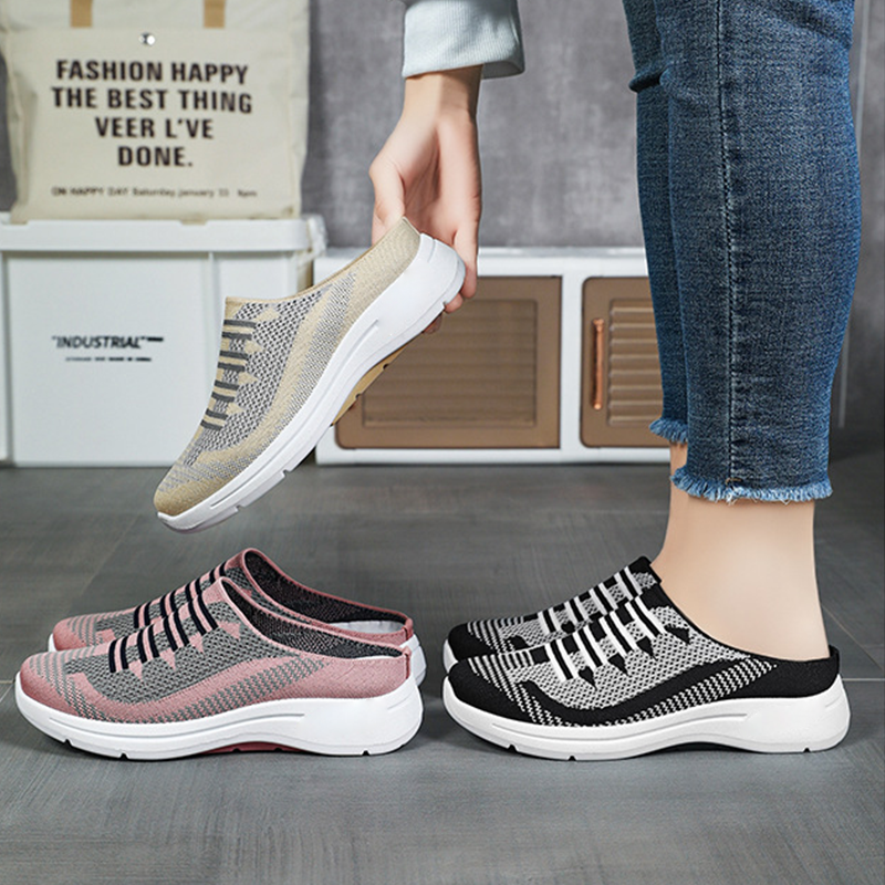 🌞Frühlingserwachen: 50% Rabatt!🔥Damen Rückenoffene Slip-On Sneaker – Atmungsaktives Mesh, Rutschfeste Sohle & Ergonomische Fußstütze, Bequem für Alltag