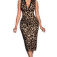 🌞Frühlingserwachen: 50% Rabatt!✨Figurbetontes Leoparden-Kleid mit V-Ausschnitt & Spitzenbesatz – Sanduhr-Silhouette & Hochwertiger Stretch-Stoff für Cocktail & Date-Night