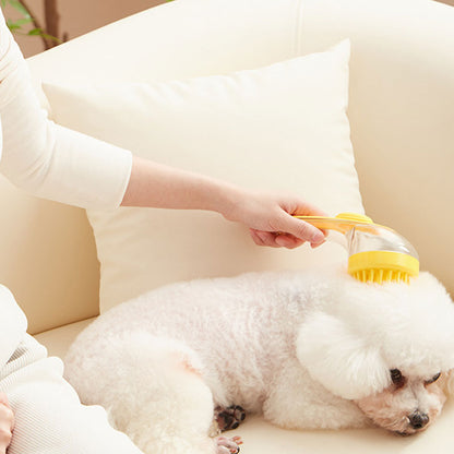 Pet Bath Brush with Long Handle & Shampoo Dispenser