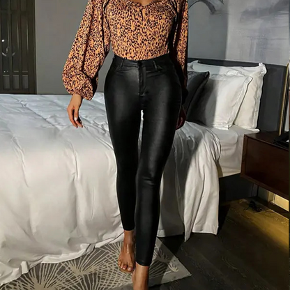 🌞Frühlingserwachen: 50% Rabatt!✨Damen Hochtaillierte PU-Skinny-Hose – Figurschmeichelnd, Vielseitig & Pflegeleicht
