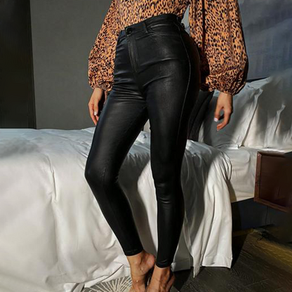 🌞Frühlingserwachen: 50% Rabatt!✨Damen Hochtaillierte PU-Skinny-Hose – Figurschmeichelnd, Vielseitig & Pflegeleicht