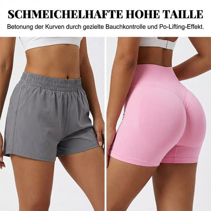 🌞Frühlingserwachen: 50% Rabatt!💜Damen Nahtloses Yoga Set – Neckholder-Top & Hoher Bund Shorts, Formgebend & Hohe Elastizität für Fitness & Yog