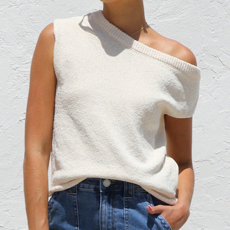 🌞Frühlingserwachen: 50% Rabatt!✨Damen Schulterfreies Strickoberteil – Atmungsaktiver Baumwoll-Mischstoff, Weich & Stretch, Vielseitig