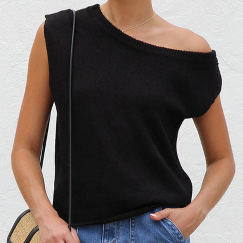 🌞Frühlingserwachen: 50% Rabatt!✨Damen Schulterfreies Strickoberteil – Atmungsaktiver Baumwoll-Mischstoff, Weich & Stretch, Vielseitig