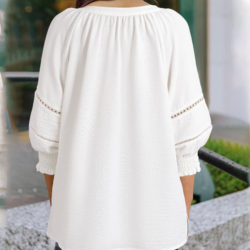 🌞Frühlingserwachen: 50% Rabatt!🌸Elegante Boho-Bluse mit V-Ausschnitt & Laternenärmeln | Luftig, Leicht & Figurumschmeichelnd