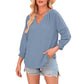 🌞Frühlingserwachen: 50% Rabatt!🌸Elegante Boho-Bluse mit V-Ausschnitt & Laternenärmeln | Luftig, Leicht & Figurumschmeichelnd