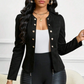 🌞Frühlingserwachen: 50% Rabatt!✨Damen Kragenlose Kunstwildleder-Jacke – Kurze Silhouette, Samtige Textur