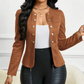 🌞Frühlingserwachen: 50% Rabatt!✨Damen Kragenlose Kunstwildleder-Jacke – Kurze Silhouette, Samtige Textur