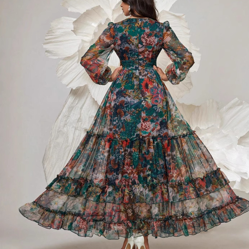 🌞Frühlingserwachen: 50% Rabatt!🔥Floraler Traum: Romantisches Boho-Maxikleid mit Empire-Taille & Laternenärmeln – Dein Look für Hochzeiten & Sommerfeste