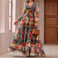 🌞Frühlingserwachen: 50% Rabatt!🔥Floraler Traum: Romantisches Boho-Maxikleid mit Empire-Taille & Laternenärmeln – Dein Look für Hochzeiten & Sommerfeste