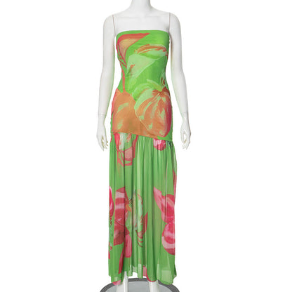 🌞Frühlingserwachen: 50% Rabatt!✨Atemberaubendes Partykleid: Trägerloses Bandeau-Maxikleid mit transparentem Tüll-Rock & Schlitz