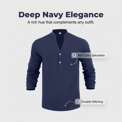 🌞Frühlingserwachen: 50% Rabatt!🔥Herren Henley aus Leinen-Mix – Atmungsaktiv, Bügelfrei & Zeitlos Elegant