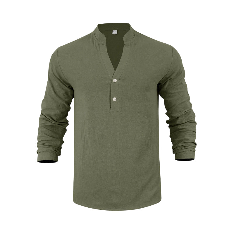 🌞Frühlingserwachen: 50% Rabatt!🔥Herren Henley aus Leinen-Mix – Atmungsaktiv, Bügelfrei & Zeitlos Elegant