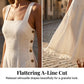 🌞Frühlingserwachen: 50% Rabatt!🔥Elegantes A-Linien Kleid: Trägerkleid mit eckigem Ausschnitt und stylischem Fransensaum
