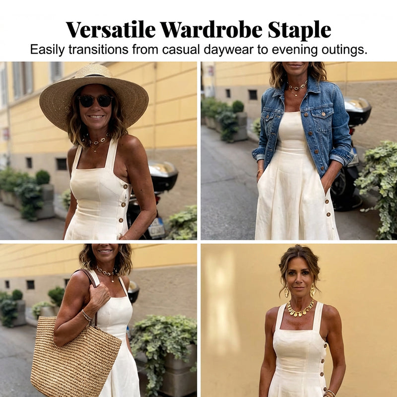 🌞Frühlingserwachen: 50% Rabatt!🔥Elegantes A-Linien Kleid: Trägerkleid mit eckigem Ausschnitt und stylischem Fransensaum