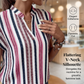 🌞Frühlingserwachen: 50% Rabatt!🔥Sommerliche Tunika-Bluse: Figurschmeichelndes Streifen-Shirt mit V-Ausschnitt