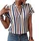 🌞Frühlingserwachen: 50% Rabatt!🔥Sommerliche Tunika-Bluse: Figurschmeichelndes Streifen-Shirt mit V-Ausschnitt
