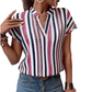 🌞Frühlingserwachen: 50% Rabatt!🔥Sommerliche Tunika-Bluse: Figurschmeichelndes Streifen-Shirt mit V-Ausschnitt