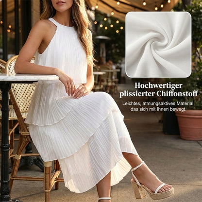 🌞Frühlingserwachen: 50% Rabatt!✨Elegantes Resort-Kleid: Fließendes Neckholder-Sommerkleid mit Plissee-Falten