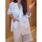 🌞Frühlingserwachen: 50% Rabatt!✨"Pyjama-Chic" Lounge-Set: Seidenweicher Zweiteiler mit Hemd & Bermuda-Shorts