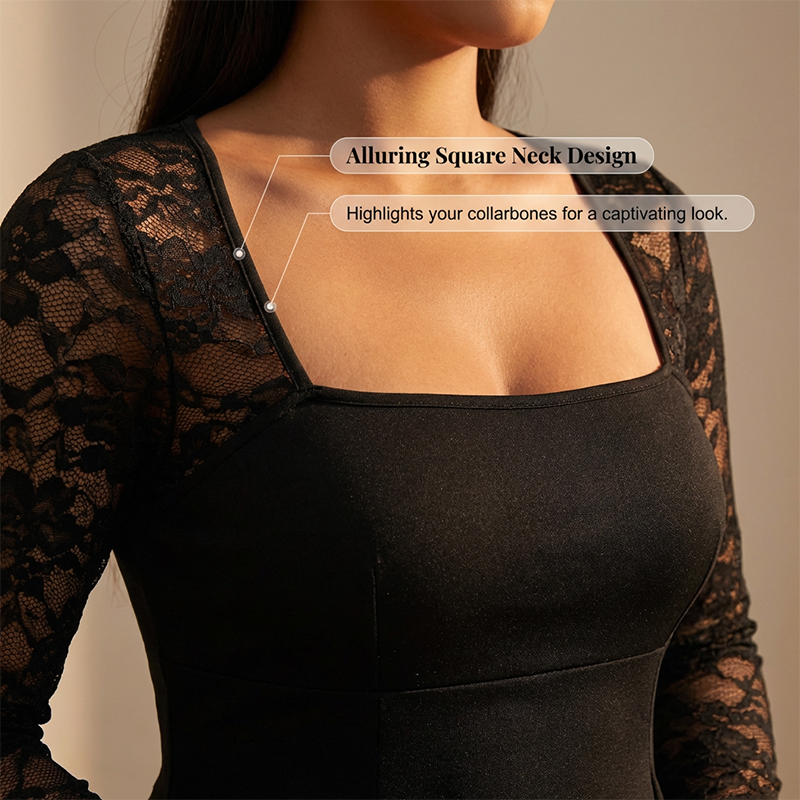 🌞Frühlingserwachen: 50% Rabatt!✨Elegantes Curvy A-Linien Kleid: Figurschmeichelndes Partykleid mit Spitzenärmeln (L-5XL)