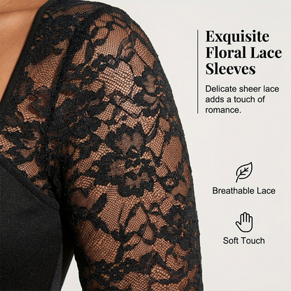 🌞Frühlingserwachen: 50% Rabatt!✨Elegantes Curvy A-Linien Kleid: Figurschmeichelndes Partykleid mit Spitzenärmeln (L-5XL)