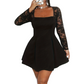 🌞Frühlingserwachen: 50% Rabatt!✨Elegantes Curvy A-Linien Kleid: Figurschmeichelndes Partykleid mit Spitzenärmeln (L-5XL)
